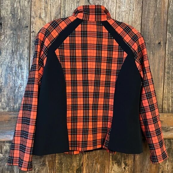 Mikane Sz 14 Red Buffalo Plaid Zip Up Sporty Collared Black Trim Jacket - Picture 6 of 9